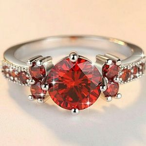 Red Sapphire Diamond Ring US Size: (6)